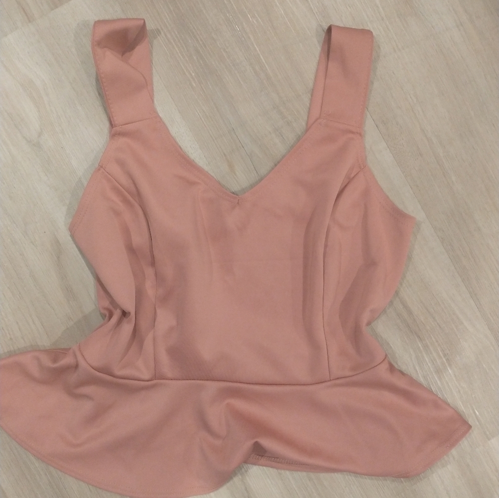 New feminine‎  sexy pink beige sleeveless top